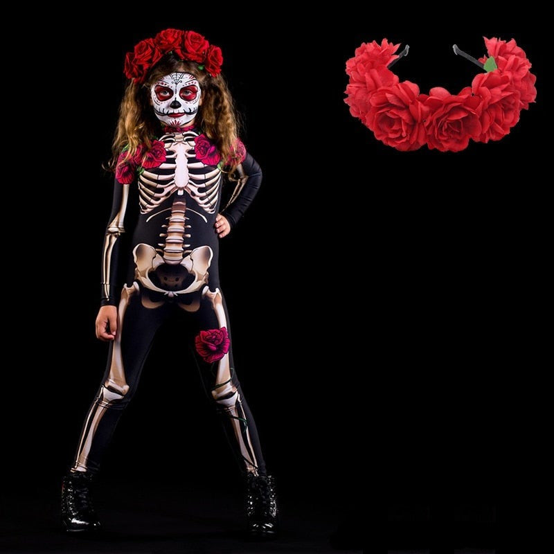 Fantasia Infantil Feminina Esqueleto Halloween