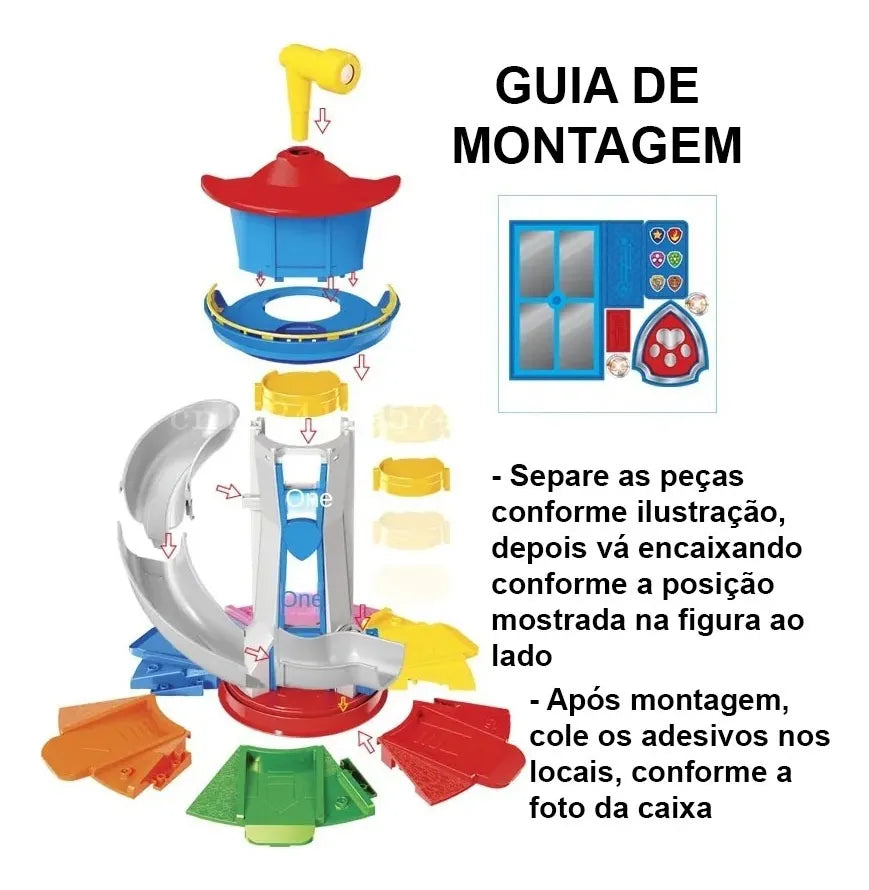 Brinquedo Infantil Torre Patrulha Canina com Carros