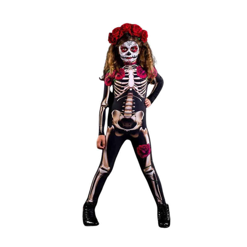 Fantasia Infantil Feminina Esqueleto Halloween
