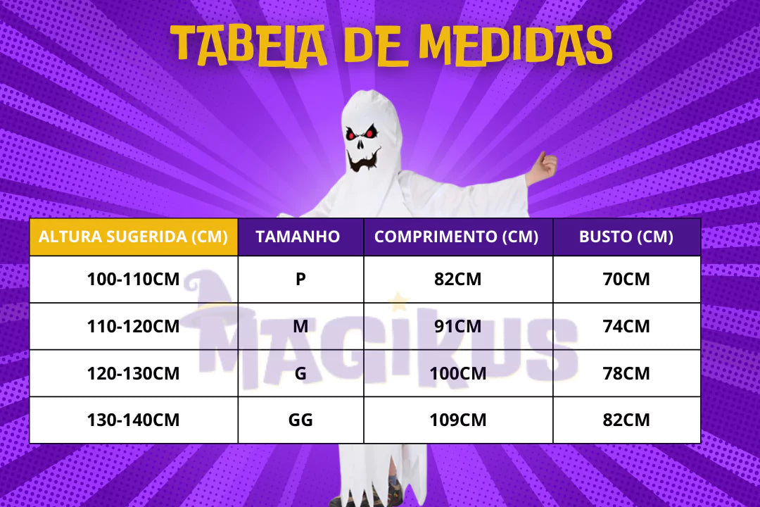Fantasia Infantil Halloween Fantasma Assustador