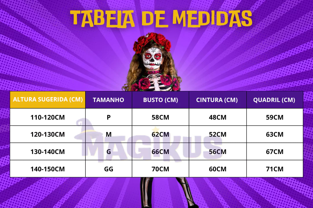 Fantasia Infantil Feminina Esqueleto Halloween