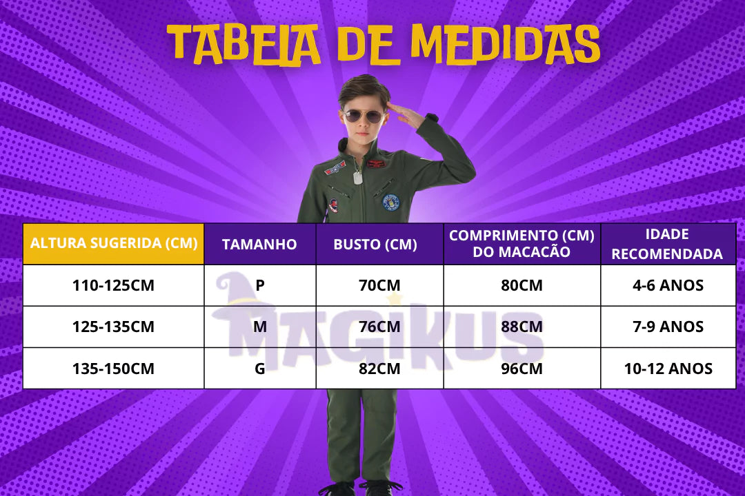 Fantasia Infantil Piloto de Avião Top Gun
