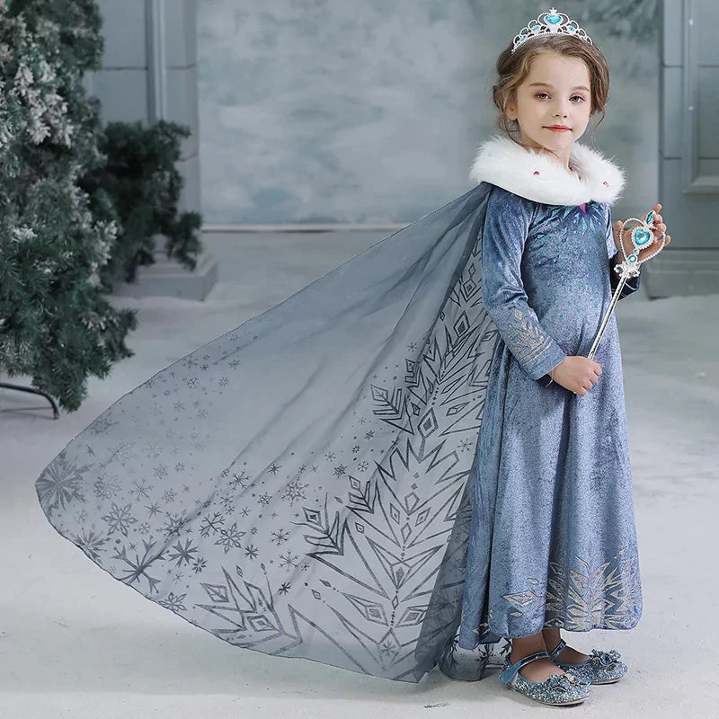 Fantasia Infantil Vestido de Inverno Elsa Frozen