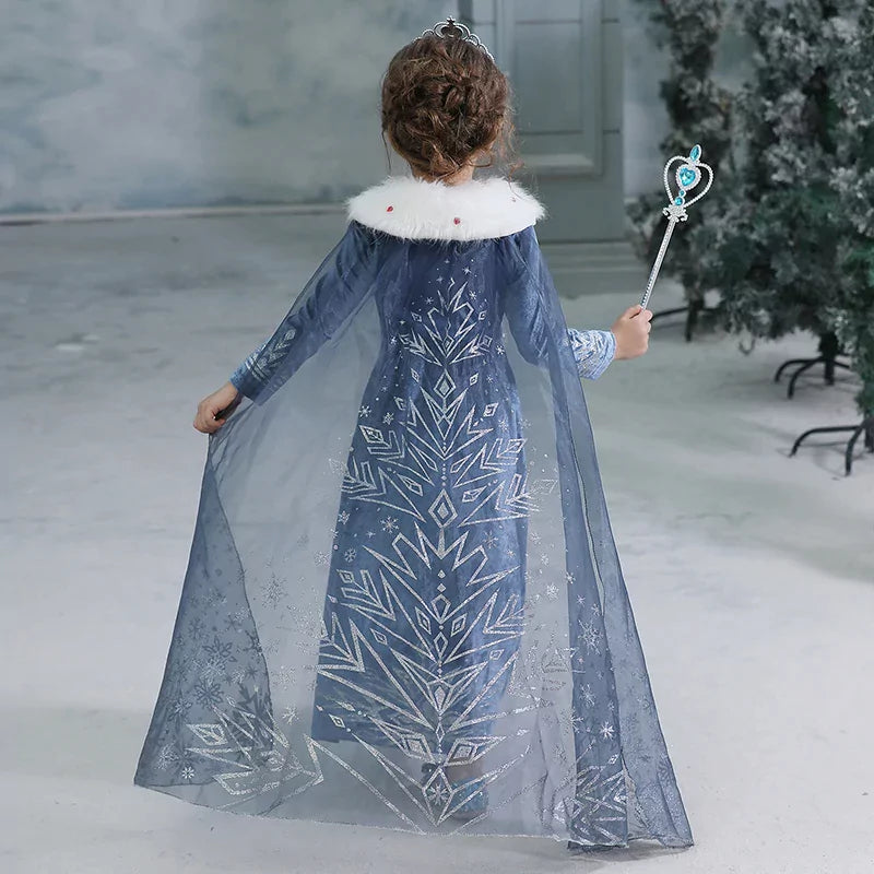 Fantasia Infantil Vestido de Inverno Elsa Frozen