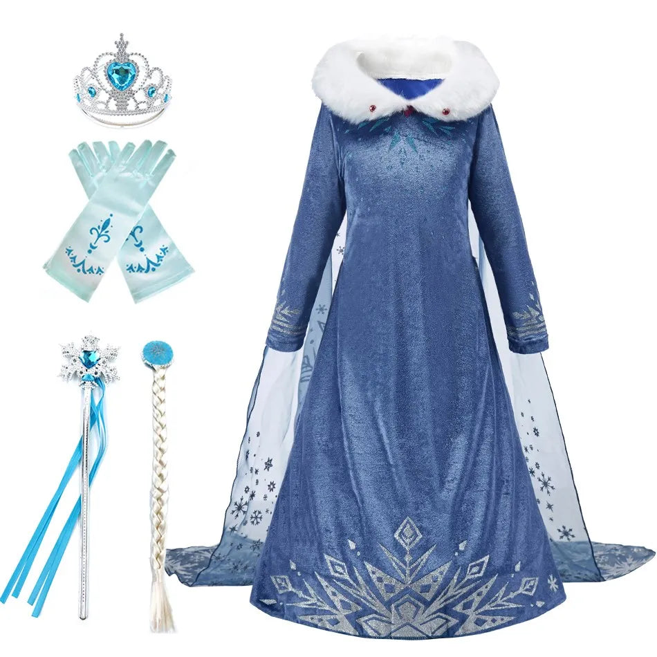 Fantasia Infantil Vestido de Inverno Elsa Frozen