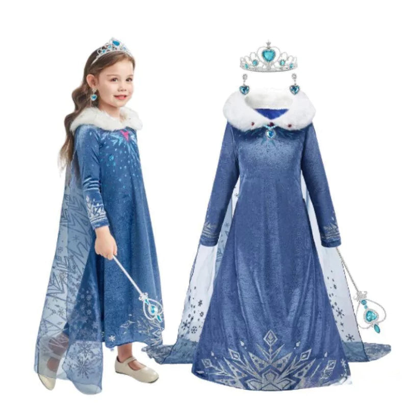 Fantasia Infantil Vestido de Inverno Elsa Frozen