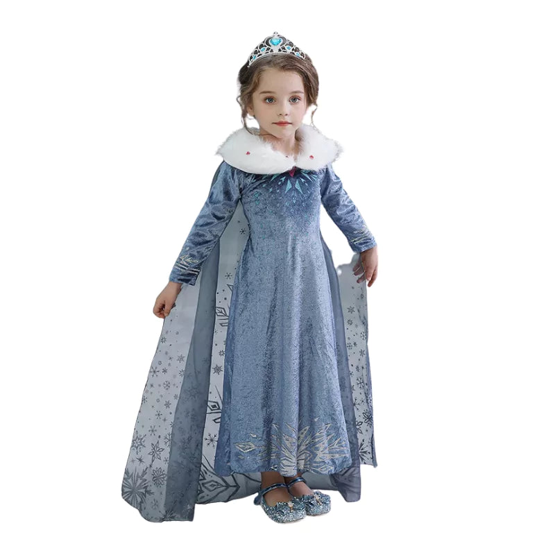 Fantasia Infantil Vestido de Inverno Elsa Frozen