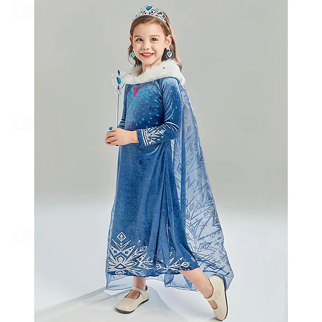 Fantasia Infantil Vestido de Inverno Elsa Frozen