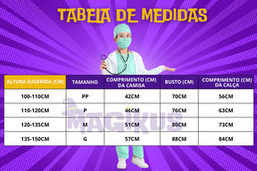 Tabela de medidas Fantasia Infantil Médico