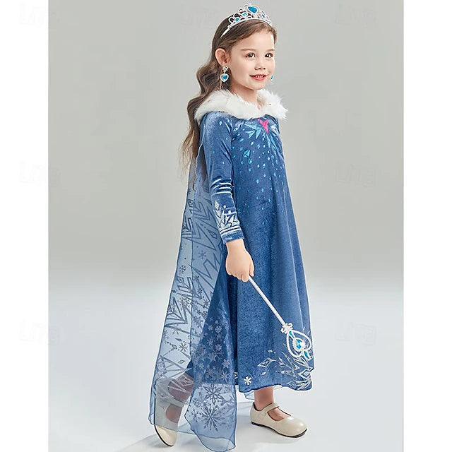 Fantasia Infantil Vestido de Inverno Elsa Frozen